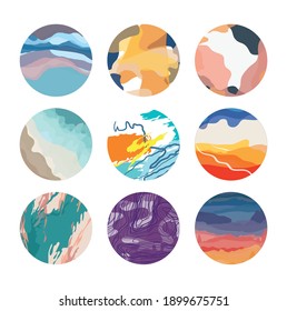 diseño artístico abstracto de varias formas, líneas, puntos iconos redondos conjunto ilustración vectorial
