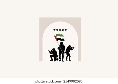 art design of Army waving UAE Flag for national Day 