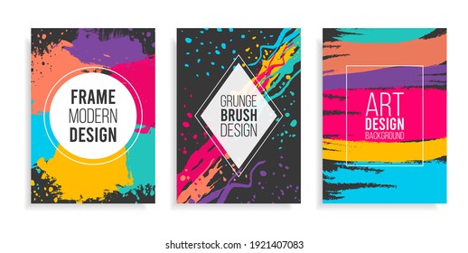 Art design black business background with modern colorful splash paint drawing grunge brush banner.Design template flyer, card,social media cover, brochures, vector frame graphics dynamic for hipsters