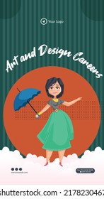 Art and design careers portrait template design. 