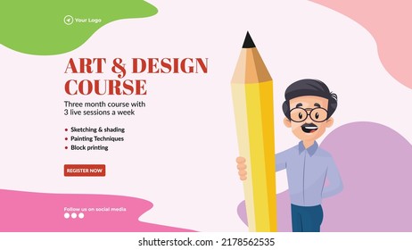 Art and design course landscape banner design template.