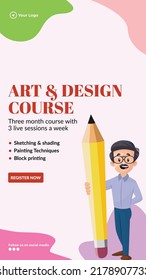 Diseño de plantillas de retrato de curso de arte y diseño. 