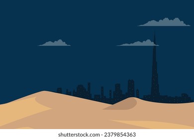 art design of Dubai city at night 