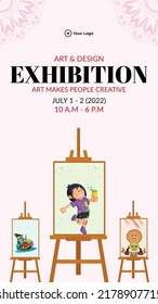 Art and design exhibition portrait template design. 