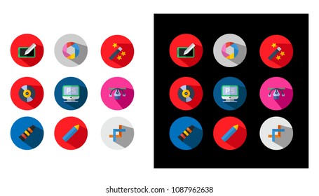 Art & design Flat Icons Set Vector 