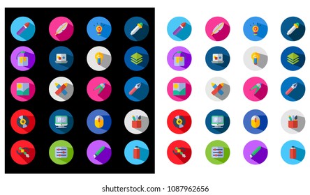 Art & design Flat Icons Set Vector 