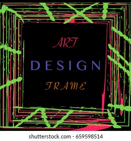 Art Design Frame. Art frame stylish geometric black background with element for design business card, invitation, gift card, flyer and brochure.