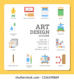 Art design icon set by flat icon style with memphis background.