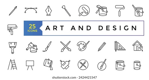 Art and design icon set simple line art style icons pack. Vector illustration