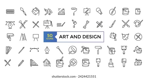 Art and design icon set simple line art style icons pack. Vector illustration