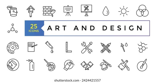 Art and design icon set simple line art style icons pack. Vector illustration