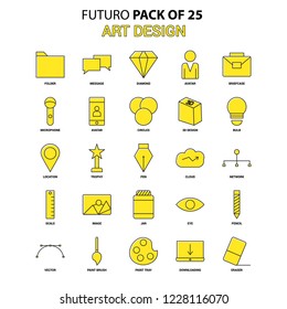 Art and Design Icon Set. Yellow Futuro Latest Design icon Pack