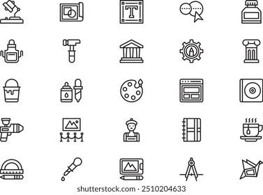 Art and design icons collection is a vector illustration with editable stroke.