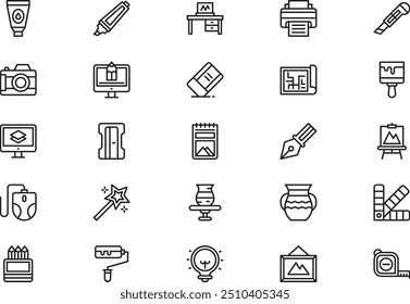 Art and design icons collection is a vector illustration with editable stroke.