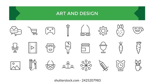 Art and design icons set, graphic draw squares design pencil ui icons collection