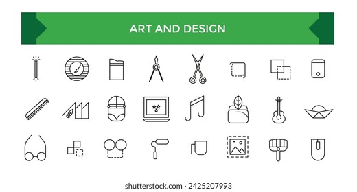 Art and design icons set, graphic draw squares design pencil ui icons collection