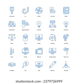 Art and Design icons set isolate white background vector stock illustration.