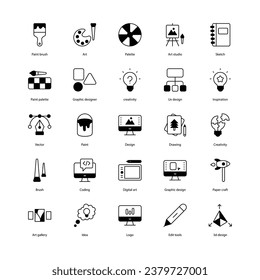 Art and Design icons set isolate white background vector stock illustration.