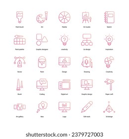 Art and Design icons set isolate white background vector stock illustration.