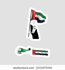 Art Design des Führers der VAE Shikeh Zayed bin Sultan und VAE Flag.