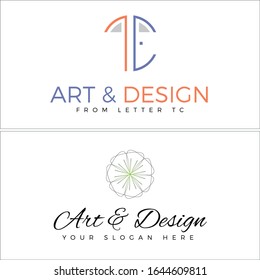 Art design logo outline door letter TC and flower natural suitable for business company furniture store design interior