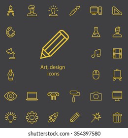 art, design outline, thin, flat, digital icon set for web and mobile