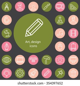 art, design outline, thin, flat, digital icon set for web and mobile