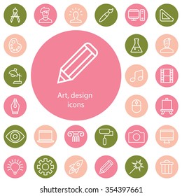 art, design outline, thin, flat, digital icon set for web and mobile
