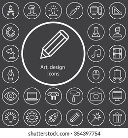 art, design outline, thin, flat, digital icon set for web and mobile