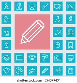art, design outline, thin, flat, digital icon set for web and mobile