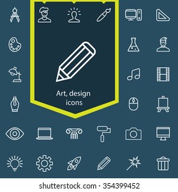 art, design outline, thin, flat, digital icon set for web and mobile