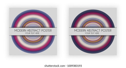 Art Design Poster with round symbol, music plate, stretched pixels effect