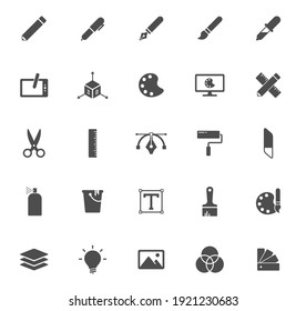 Art And Design Silhouette Vector Icons Isolated On White. Hotel Icon Set For Web, Mobile Apps, Ui Design And Print