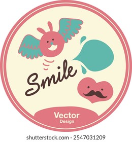 arte design modelo vetor elemento decoração abstrata editável banner capa padrão sorriso coração lábios bonitos desenho animado quadro etiqueta diversão feliz 