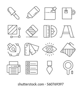 art and design tool icons thin line style