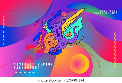 Art design. Trendy Abstract Colorful Geometric and Curve Vector Illustration Collage with Typography for Cover, book, social media story, and Page Layout Design. Cover and Poster Design Template for m