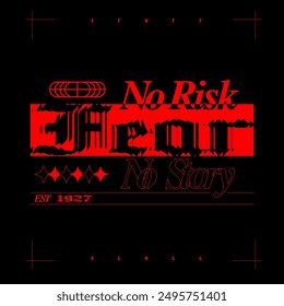 Art design of urban aggressive font, 'fear' message, black and red, gothic font. Capture the essence of the urban print