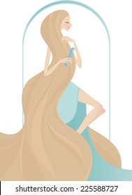 art design woman brushing long hair