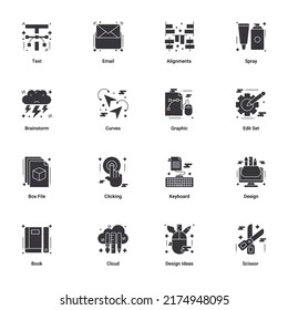 Art  Designing, drawing and web and graphic design icons set. Glyph vector illustration.
