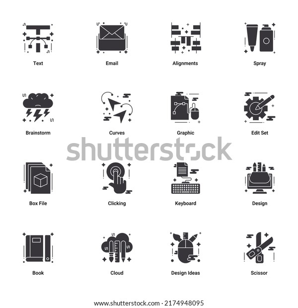 Art  Designing, drawing and web and\
graphic design icons set. Glyph vector\
illustration.