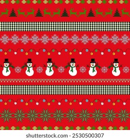 The art of designing a sweaters in a Christmas -shaped -to -the theme that has artificial art with reindeer, snowflakes, Snowman's stars on the red background.