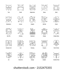 Art  Designing and web and graphic design icons set. thin Line Style stock vector.
