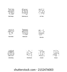 Art  Designing and web and graphic design icons set. thin Line Style stock vector.