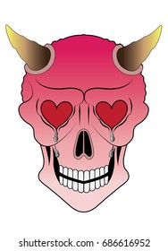 Art devil skull vector. Hand drawing and make graphic design vector.