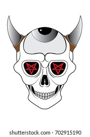 Art devil skull.Hand drawing and make graphic vector.