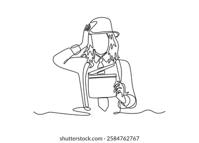 Art director. Information analysis concept. Single line draw design vector graphic illustration.