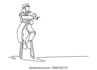 Art director. Information analysis concept. Single line draw design vector graphic illustration.