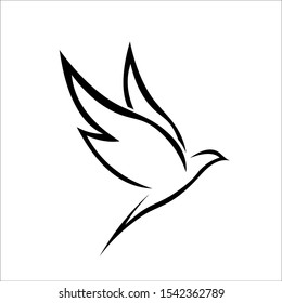 Art Dove Bird Flying Logo Stock Vector