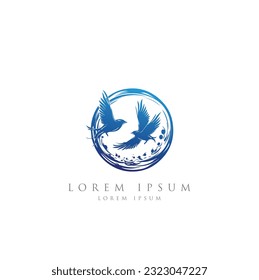 Art dove bird flying logo vector template symbol icon vector illustration, Logos birds minimalist monoline line art Flying bird Black bird icons black design