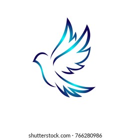 Art dove bird flying logo